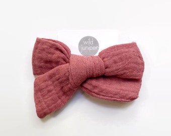 Blush Pink Linen Bow - Blush Pink Linen Hair Bow Clip - Bow for Baby - Baby Hair Bows - Baby Girl Hair Clip - Blush Pink Bow Clip