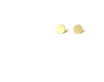 Tiny Gold Stud Earrings Circle - Nickel Free Gold Studs