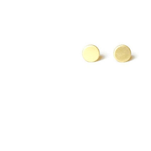 Tiny Gold Stud Earrings Circle - Nickel Free Gold Studs