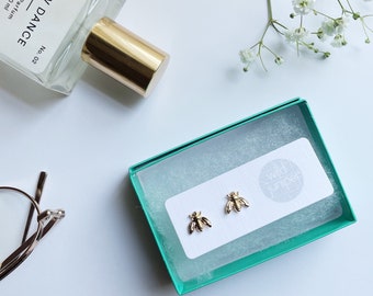 Gold Bee Stud Earrings | Honey Bee Earrings | Dainty Symbolic Jewelry | Minimalist Nature Inspired Earrings | Gift for Her