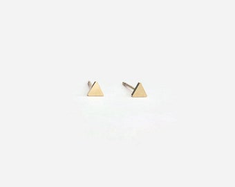 Tiny Gold Stud Earrings Triangle - Nickel Free Gold Studs