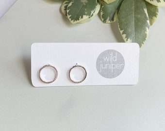 Circle Stud Earrings Silver Open Circle