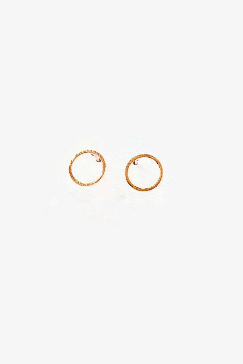 Rose Gold Stud Earrings Open Circle . Rose Gold Open Circle Studs image 4