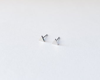 Tiny Silver Stud Earrings Triangle - Nickel Free Silver Studs