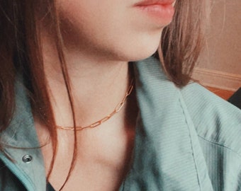 Chunky Gold Paperclip Chain Necklace | Gold Plated Stainless Steel