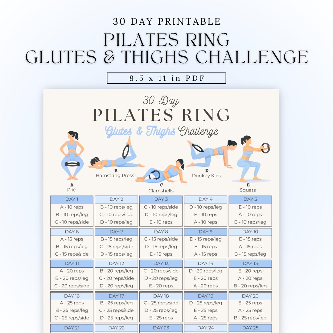 Pilates Ring Glutes & Thighs Workout Poster | 30 Day Challenge ...