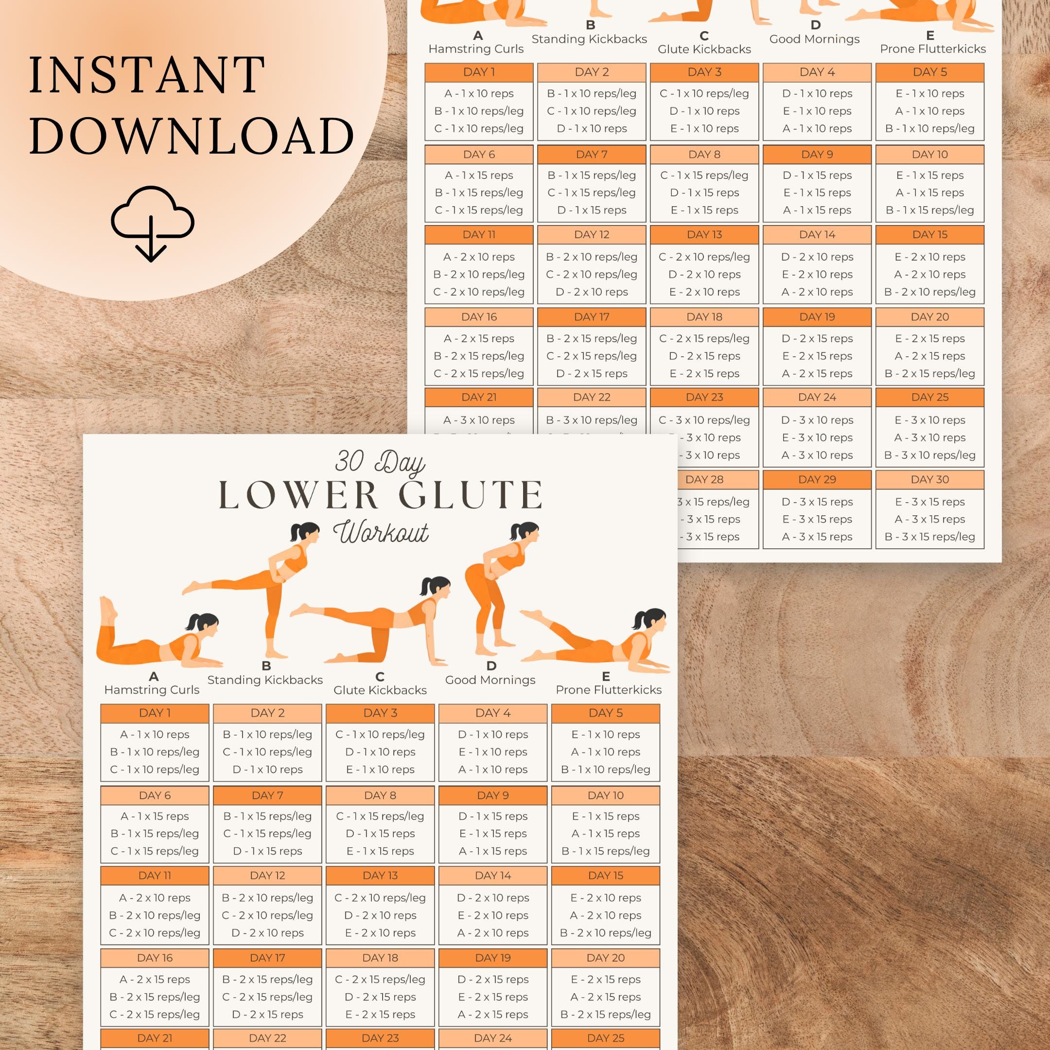 Lower Glute Workout Printable Poster | Womens Workout | Butt Lift ...