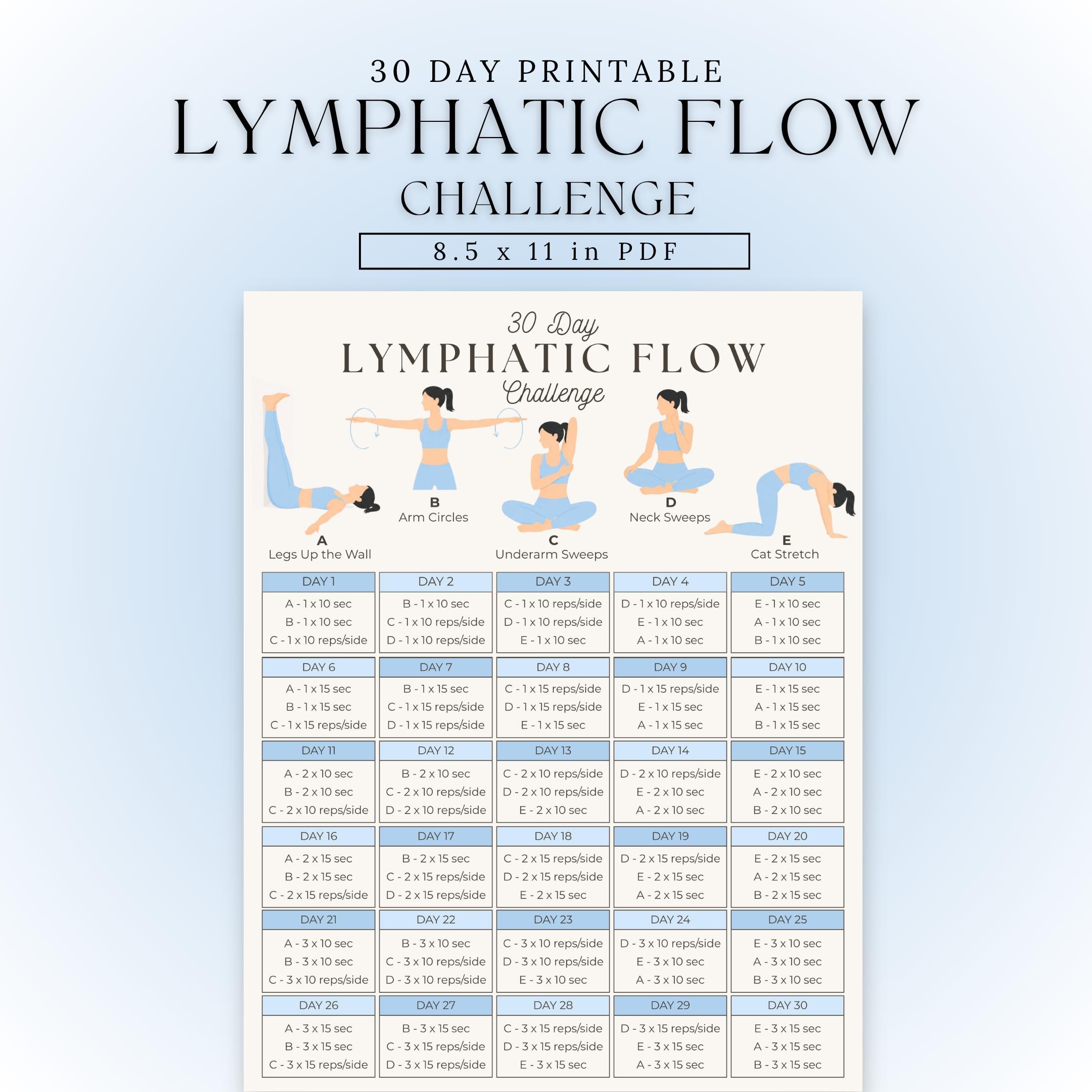 Lymphatic Exercise Routine For Men Lymphatic Flow Exercises Printable | 30 Day Challenge | Lymphatic ...