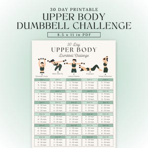 Dumbbell Exercises Upper Body | 30-Day Challenge Printable | 30 Day Upper Body Dumbbell Challenge | Upper Body Workout | Workout Poster PDF