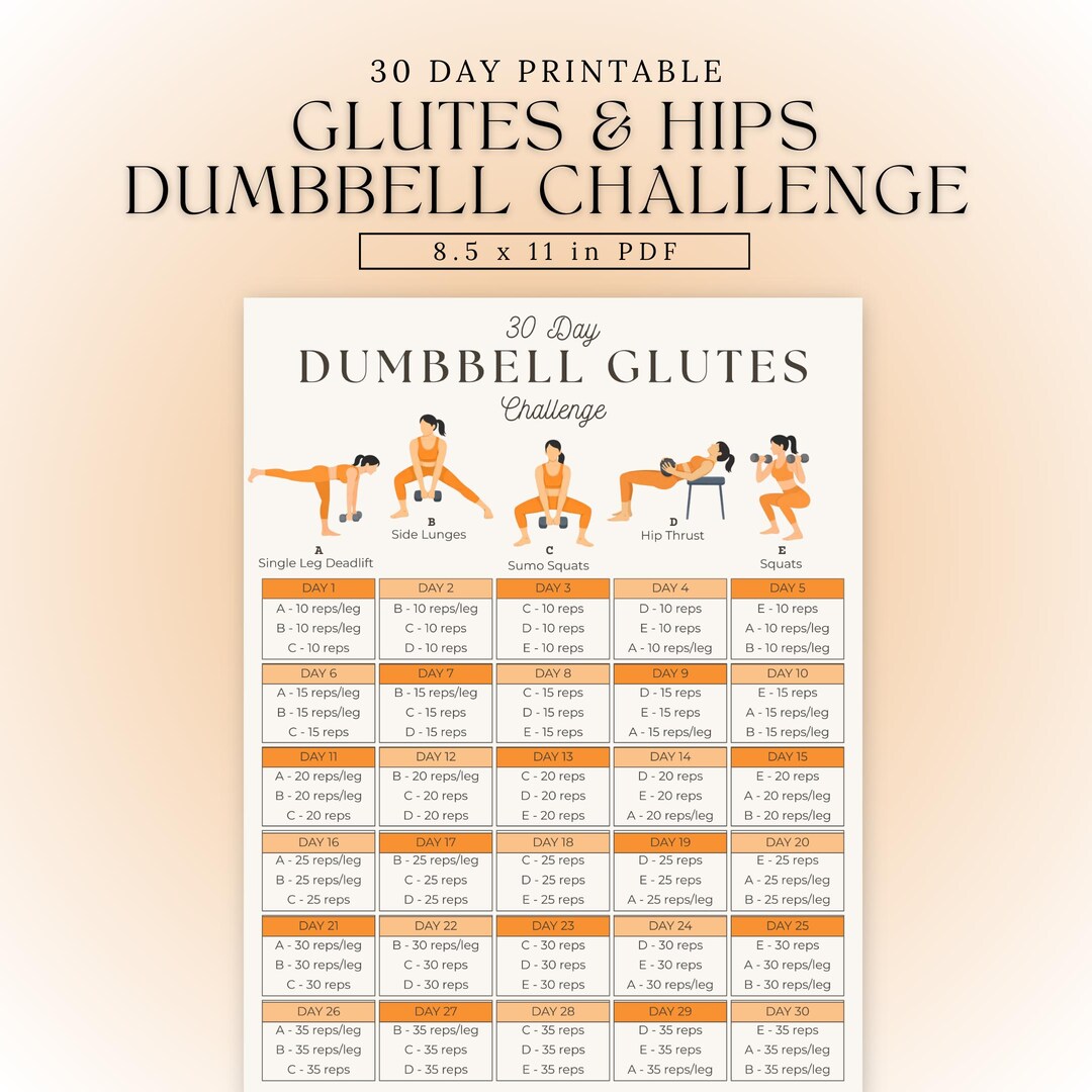 Glute and Hips Dumbbell Workout | Printable Lower Body Exercise Chart ...