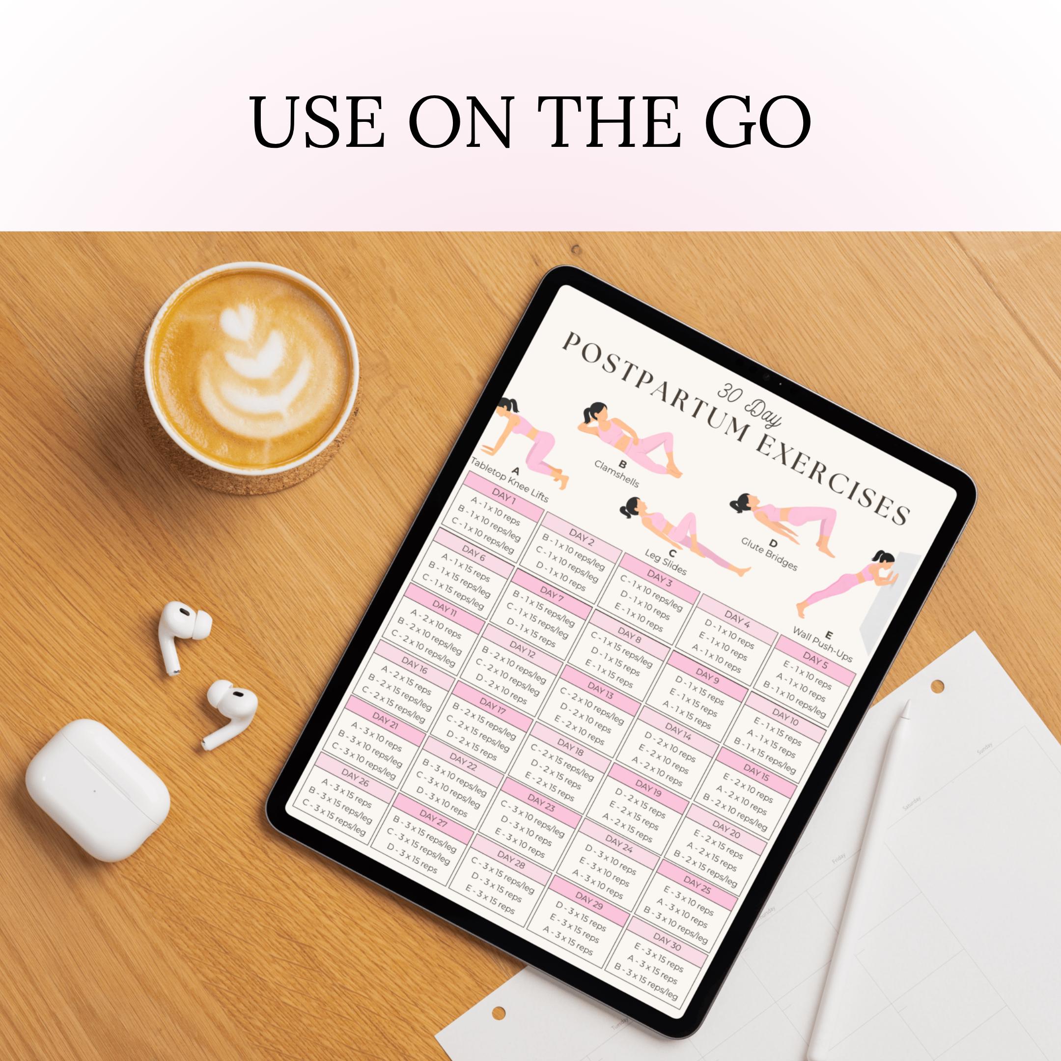Postpartum Workout Printable for New Moms | 30 Day Challenge ...
