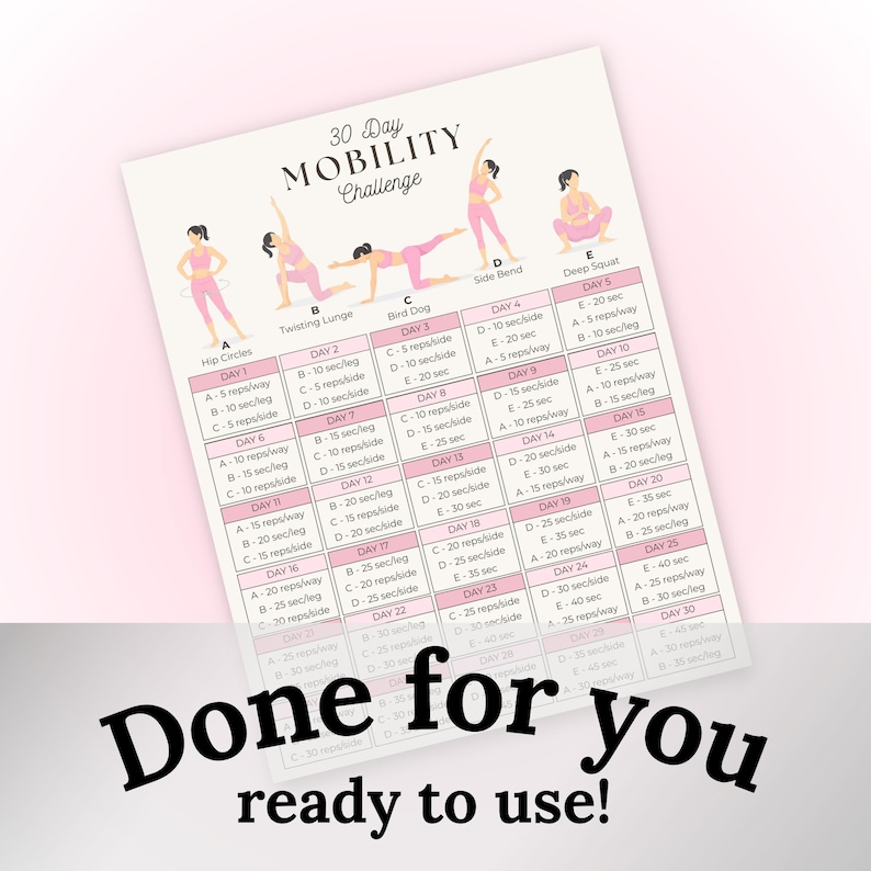 Mobility Routine Chart.pdf 30 Day Mobility Challenge | Printable Mobility Routine | 30 Day Workout ...