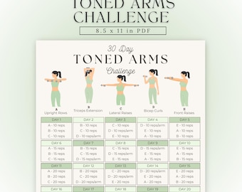 30 Day Sleek Arm Challenge | Printable Arm Workout | Toned Arms Exercise Guide | Home Workout | Arms Workout Challenge | Arm Exercises PDF