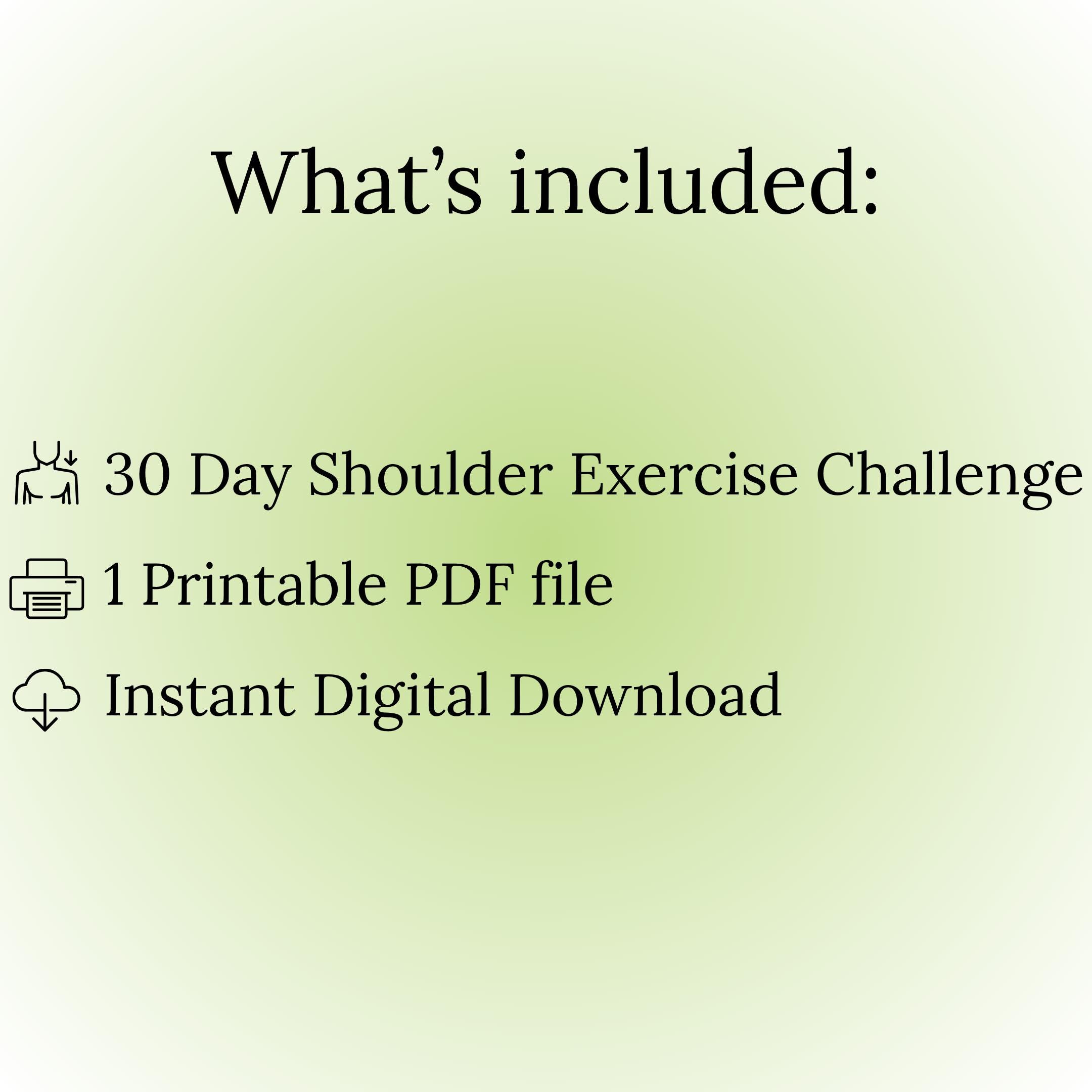 Shoulder Exercise Chart for Seniors Printable | 30 Day Challenge ...