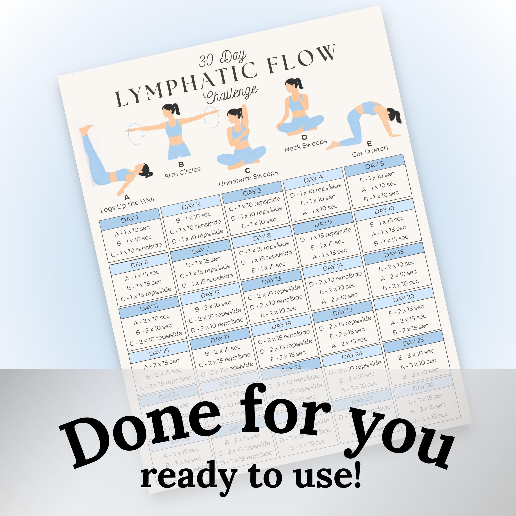 Lymphatic System Routine Pdf Lymphatic Flow Exercises Printable | 30 Day Challenge | Lymphatic ...