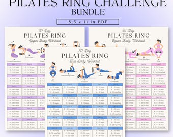 Pilates Ring - Workout-Set | 30-Tage-Challenges Printable | Pilates PDF Bündel | Frauen Workout | Magischer Kreis Übungen | Sofort Download
