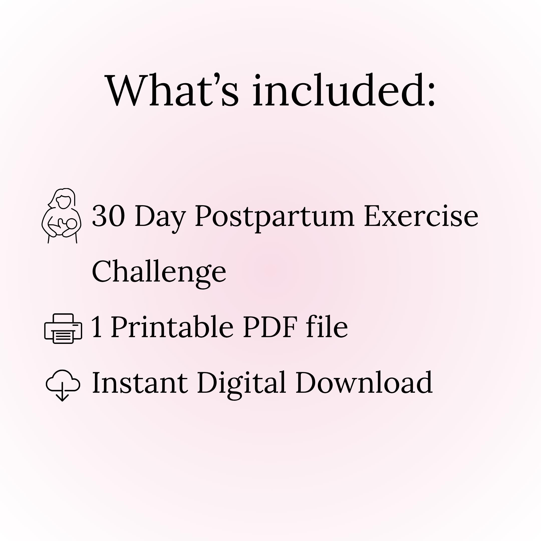 Postpartum Workout Printable for New Moms | 30 Day Challenge ...