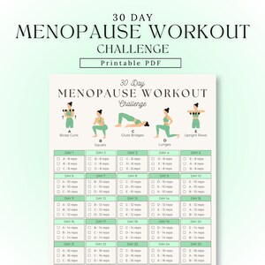 30 Day Menopause Workout Challenge | Printable Menopause Exercise Plan | Perimenopause Workout Routine | Women Over 40 Workout Planner PDF