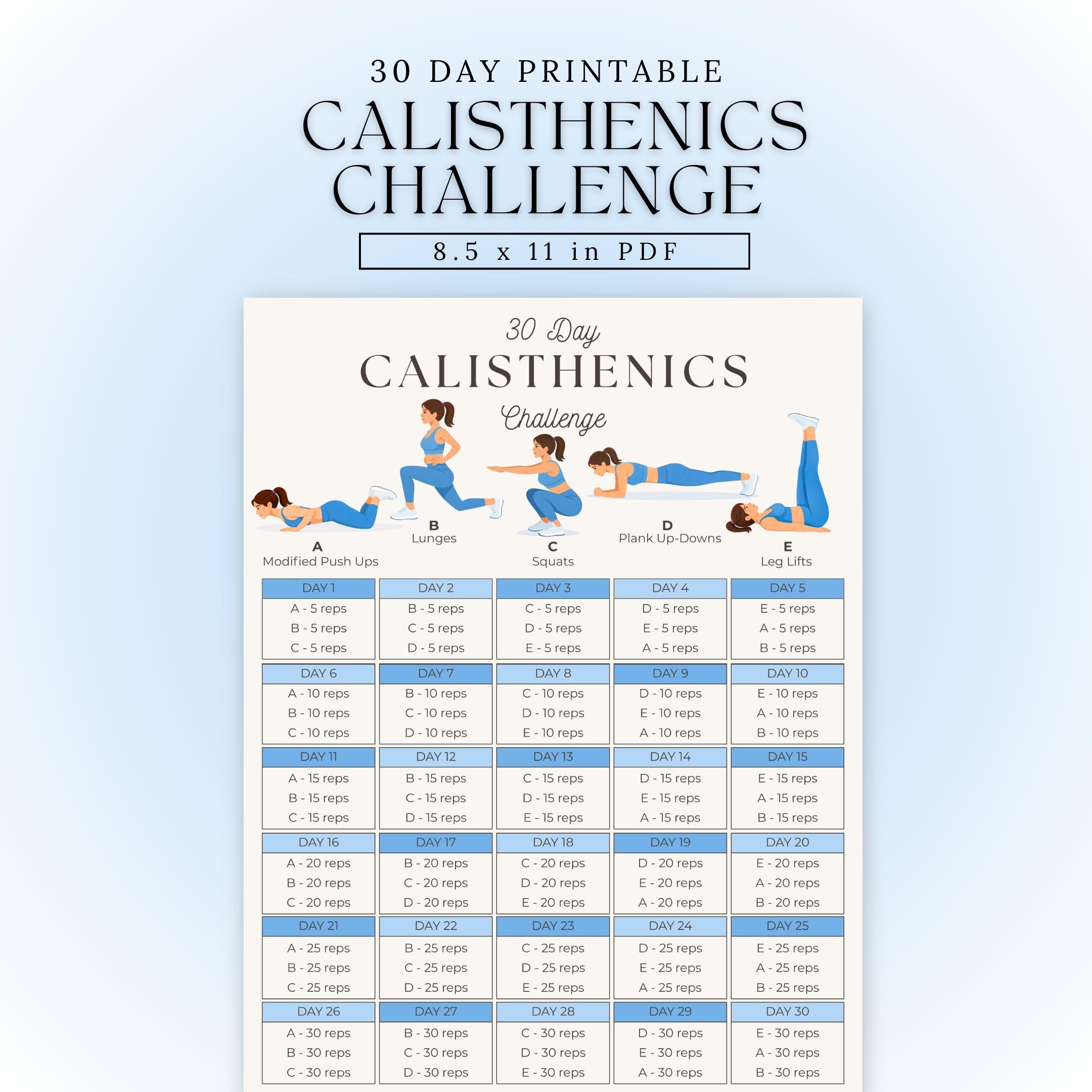 Calisthenics Workout Plan | 30 Day Challenge | 30 Day Calisthenic ...