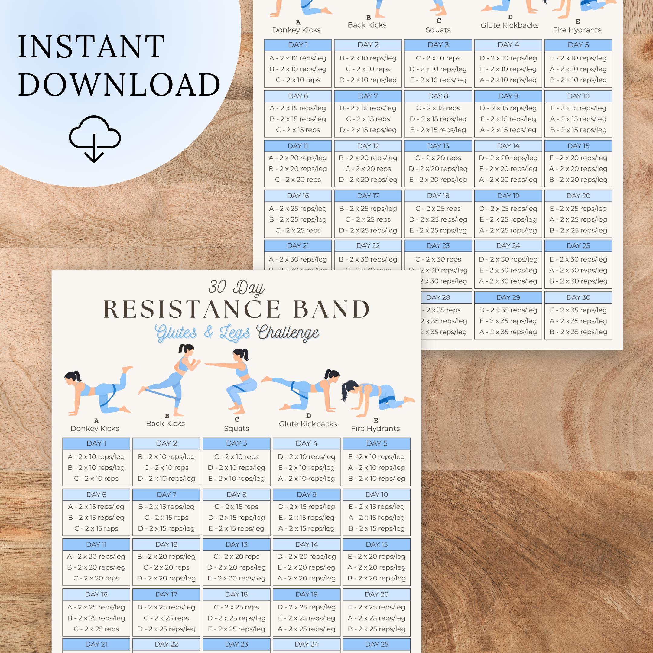 30 Day Resistance Band Exercise Challenge | Printable Lower Body ...
