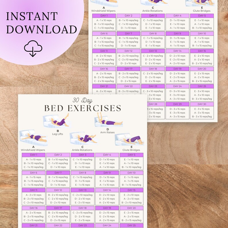 Printable Bed Exercises for Seniors | Exercise Chart for Elderly ...