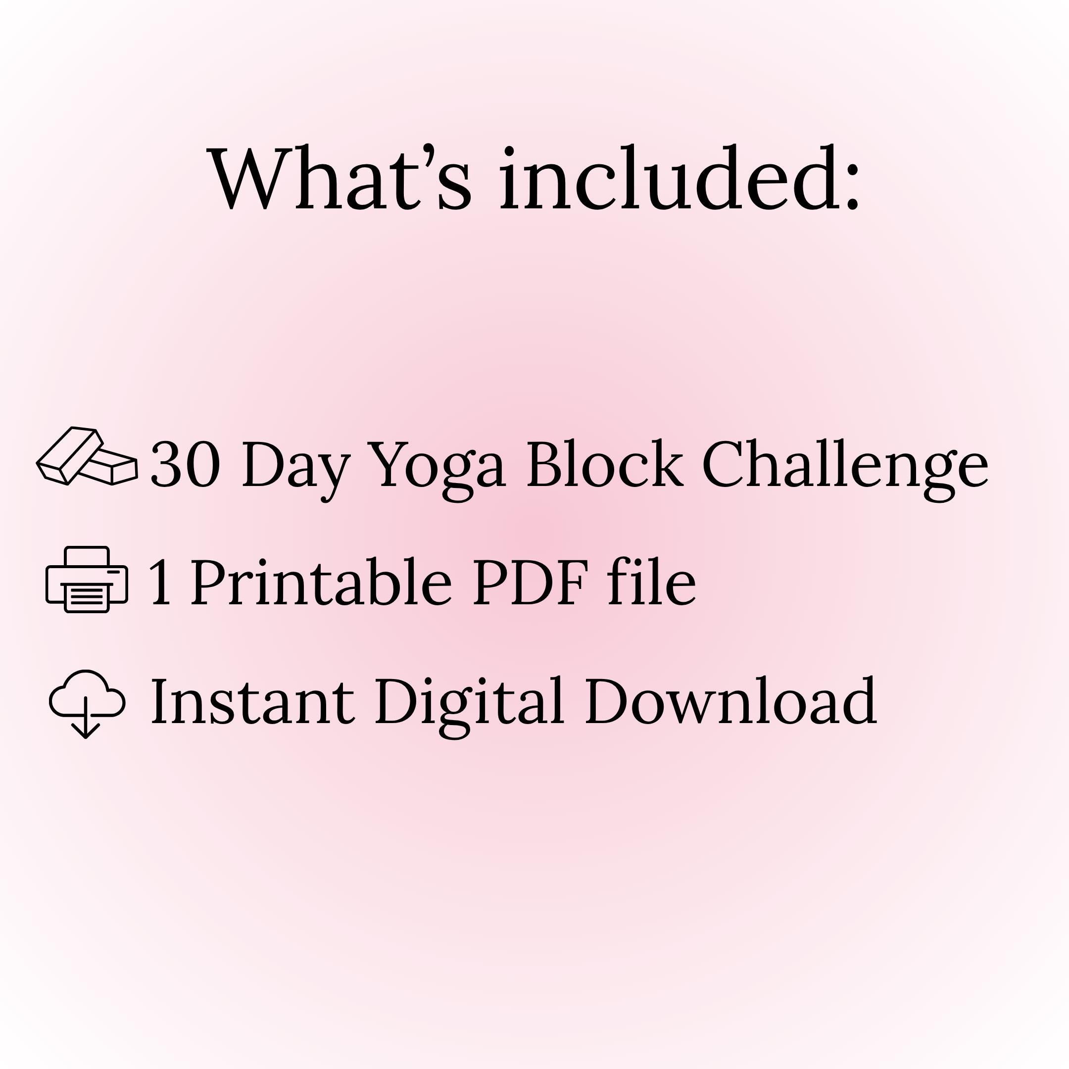 Block Simple Complex Routine Yoga Block Chart Printable Poster | 30 Day Challenge | Yoga Block Poses ...