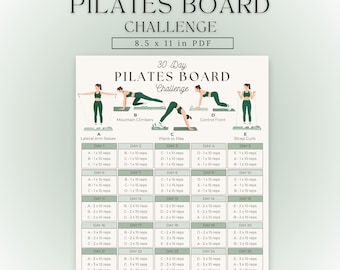 30 Day Pilates Board Challenge | Reformer Pilates Printable PDF | Pilates Reformer Exercises | Pilates Chart | Digital Download