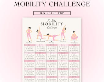 30 dagen mobiliteitsuitdaging | Afdrukbare mobiliteitsroutine | 30 dagen trainen | Mobiliteitsoefeningen | Zachte beweging met lage impact | Direct downloaden