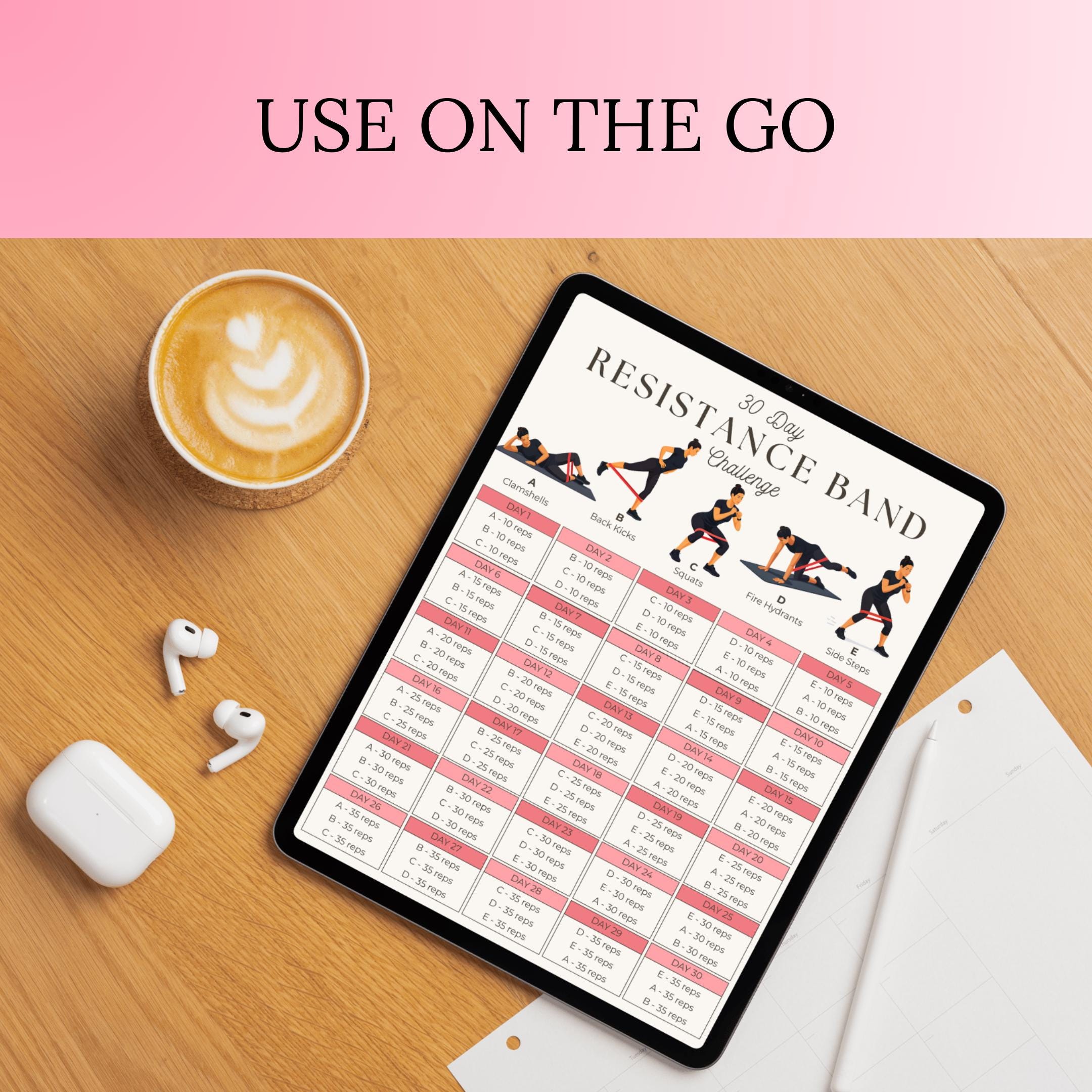 30 Day Resistance Band Challenge | Printable Band Workout Chart ...