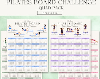 30 Day Pilates Board Challenge Quad Pack | Portable Pilates Board Workouts Printable | Pilates Reformer Exercises | Digital Download PDF