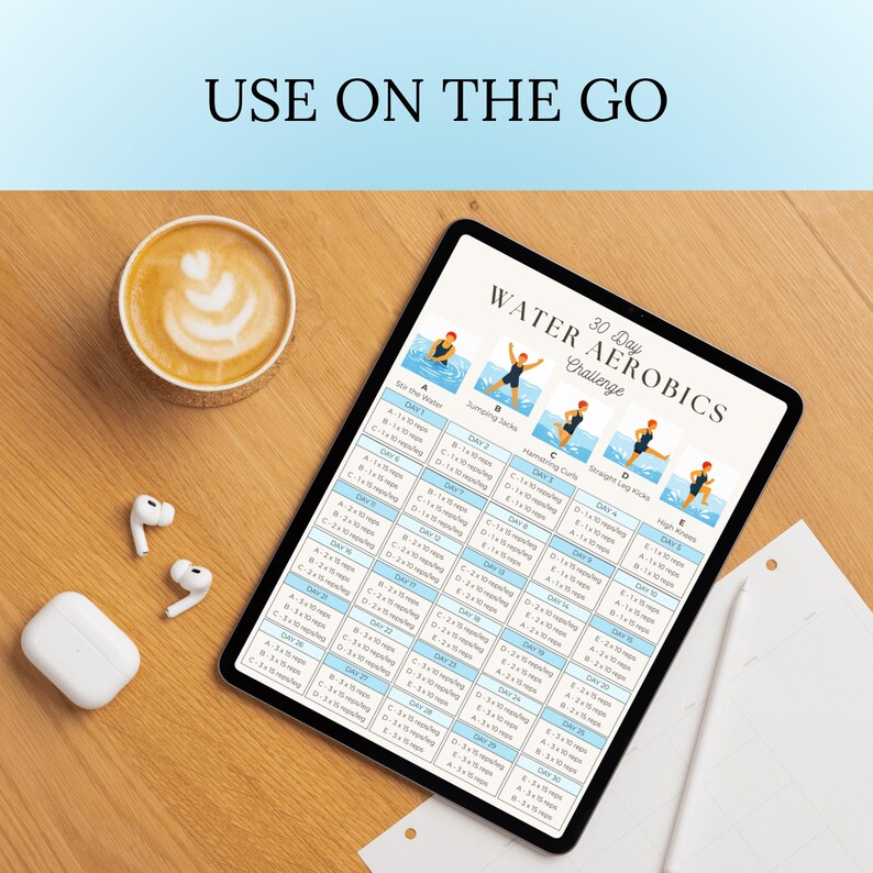 Water Yoga Routine Printable Water Aerobics Class Ideas | 30 Day Challenge | Aqua Aerobics Printable ...