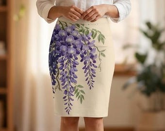 Lila blåregnsblommig pennkjol | Botaniska vårblommor