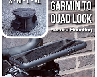 Garmin-naar-quadlock-adapter met "Secure Mounting System" | Plaats je QL-koffer op een Garmin Edge fietshouder | Maten: S/M/L/XL