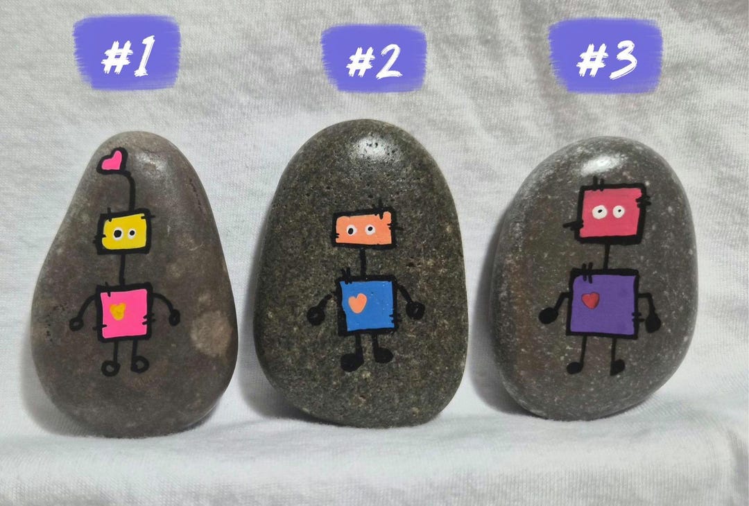 Hand Painted Robot Rock, Robot Lover, Gift - Etsy