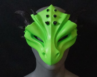 Neongrön drakemask, "maskeradstil"