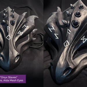 Handgjord drakemask i harts, Halloweenkostym "Masquerade" — Olika leveransklara modeller D—Onyx Staves