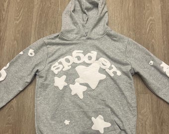 Grey Sp5der Hoodie Size M - Brand New