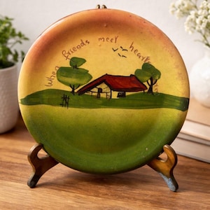 Vintage Torquay Motto Ware Plate – Hand Painted Cottage Scene, England Pottery