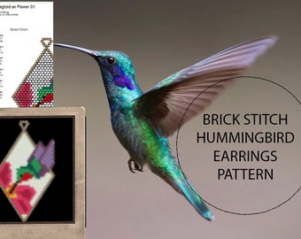 Floral, Earring, DIY Hummingbird Brickstich Pattern, Summer, Colorful Jewelry