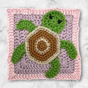 Turtle Granny Square Crochet Pattern Baby Blanket Sea Animal (digital pdf-pattern)