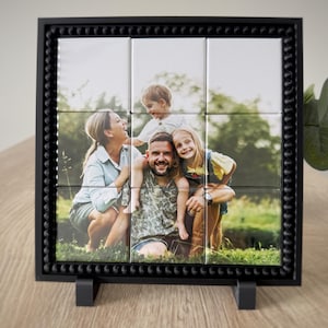Custom Photo Mosaic Puzzle, 9-Piece Magnetic Frame, Personalized Family Keepsake