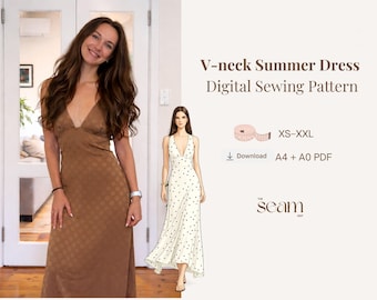 Naaipatroon maxi-jurk met V-hals | Zomers, geschikt voor beginners (digitale download)