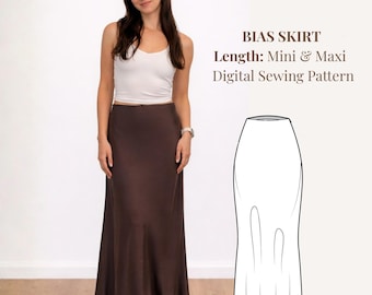 Naaipatroon bies rok | Mini-, maxi-lengtes, maten XXS-XXL (digitale download)