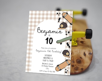 Skate skateboard skater invitation card template birthday party dump everything. 010