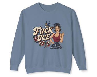 Moletom Fuck ICE | Pin-up vintage com rosas e tatuagem de andorinha