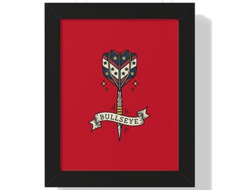 Patriotic Bullseye Darts Framed Vertical Poster