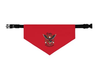 Bandana para animais de estimação com brasão de águia e rosas | Bandana vermelha para cães, bandana ajustável para coleira