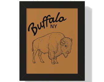 Buffalo NY Bison Illustration Poster | Framed Vertical Poster