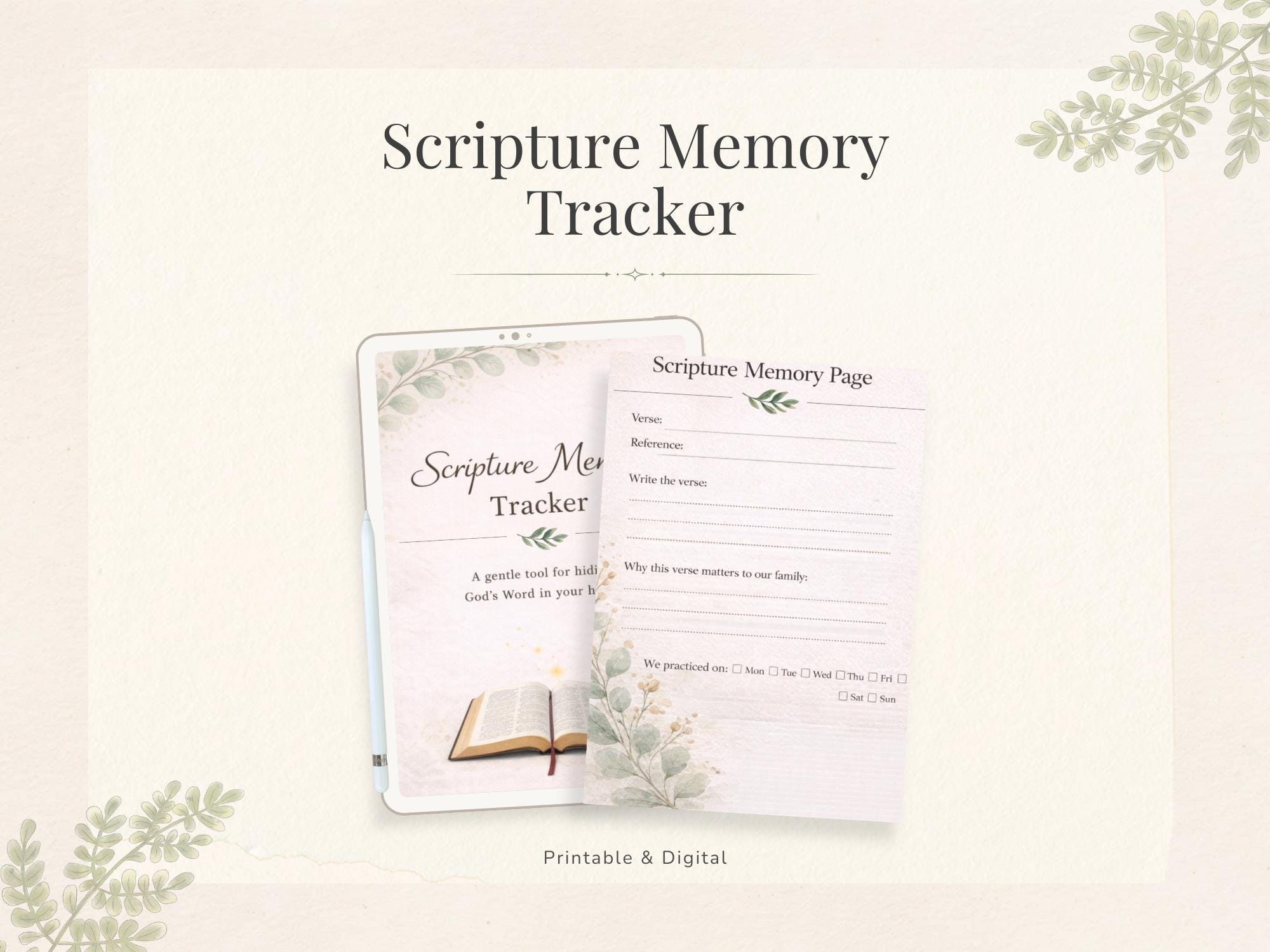 Scripture Memory Tracker Christian Scripture Memory Tracker Printable Bible Verse Journal for ...
