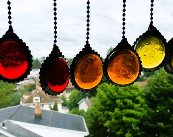 Stained Glass Fan Pull or Light Pull|Home & Living|Home Decor|Lighting|Choice of Warm Colors|Single Pull|Handcrafted|Made in USA